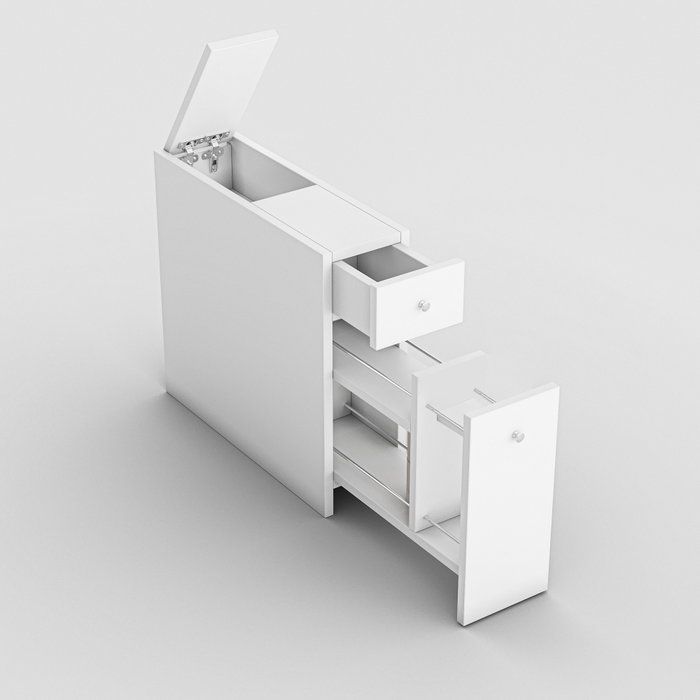 Hanah Home Mueble de Baño Escandinavo Blanco con 2 Cajones y Estanterías, Diseño Elegante y Funcional para Almacenamiento